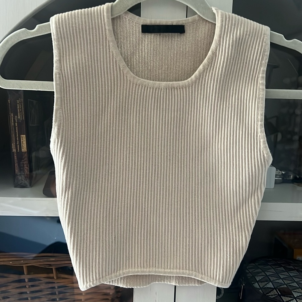 Helmut Lang Knit Crop Top XS White Chocolate